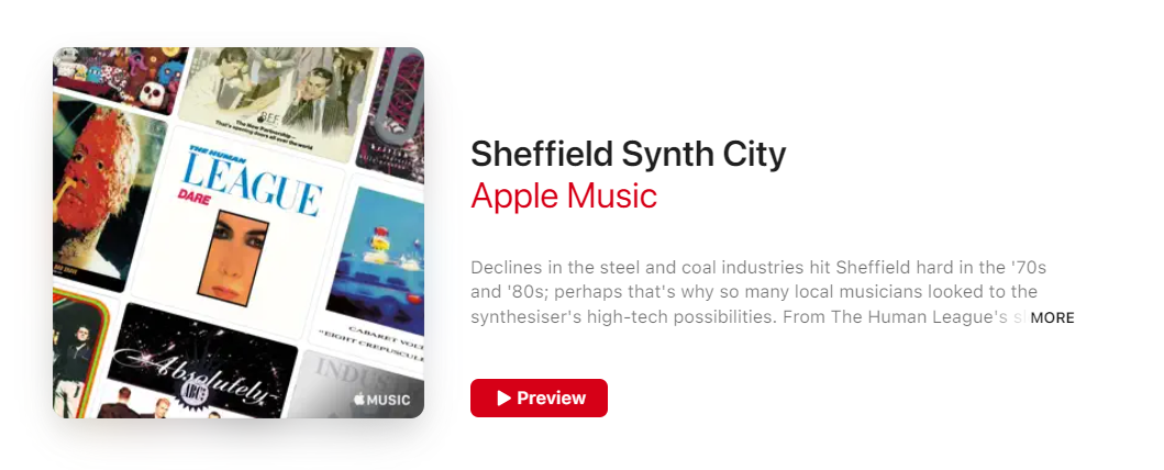 Sheffield Synth City – Apple Playlist